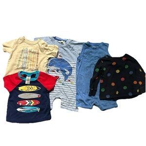 Toddler Boy Summer Lot Rompers Surf Beach T Shirts Size 12-18 Months